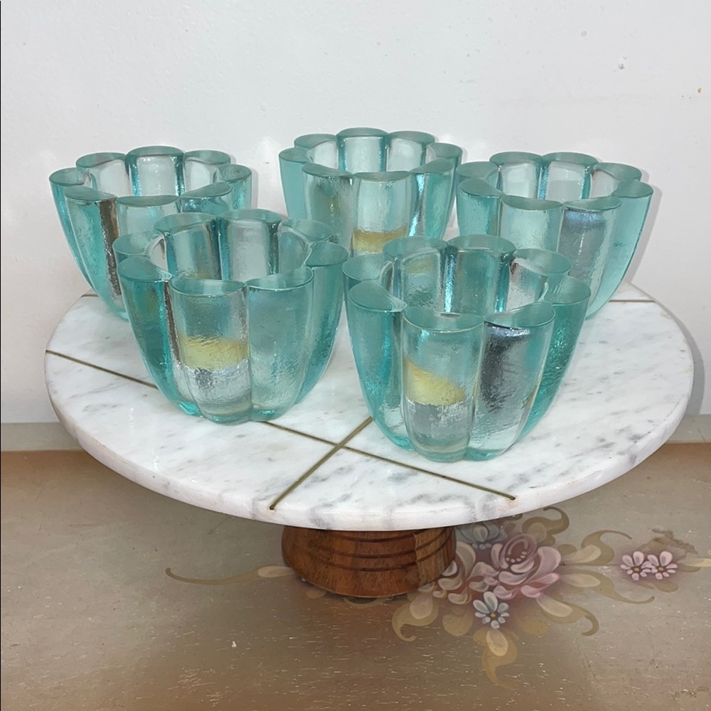 Elegant Imported Sea Glass Candle Holders